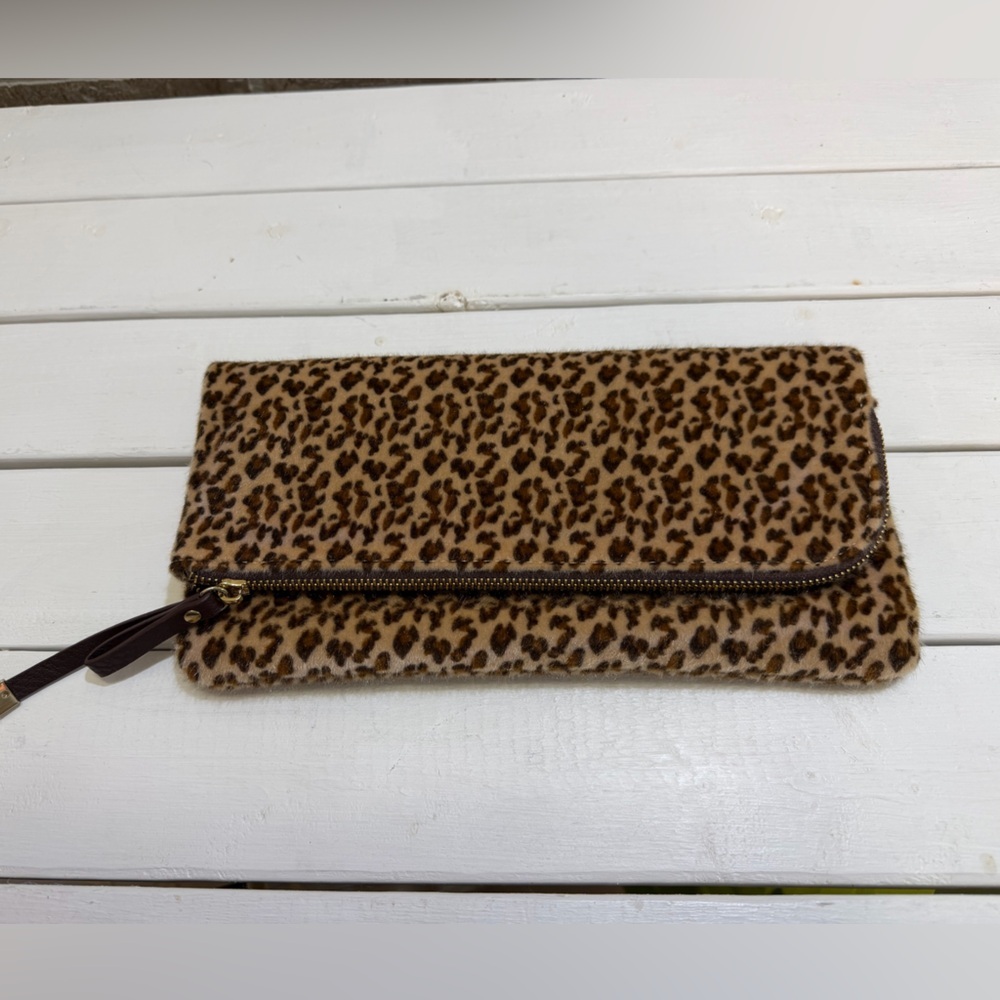 Charming Charlie Leopard Print Clutch Faux Fur